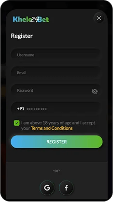 Registration form for the GameWin app