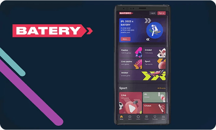 Phone screen showing the Batery mobile site